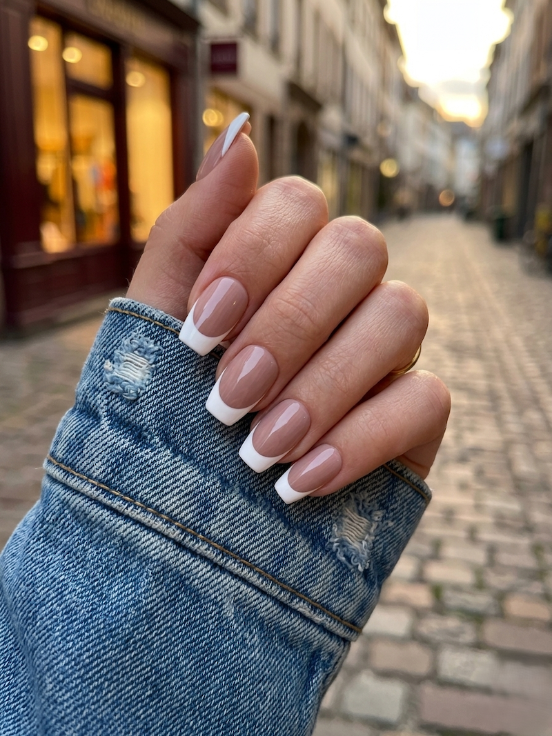 image Press-On Nails "French Milky Pink" – Forme Ballerine STany mena