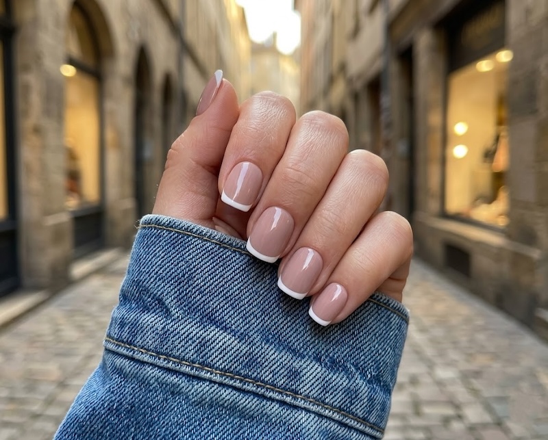 image Press-On Nails "French Milky Pink" – Forme Carré XS Tany Mena