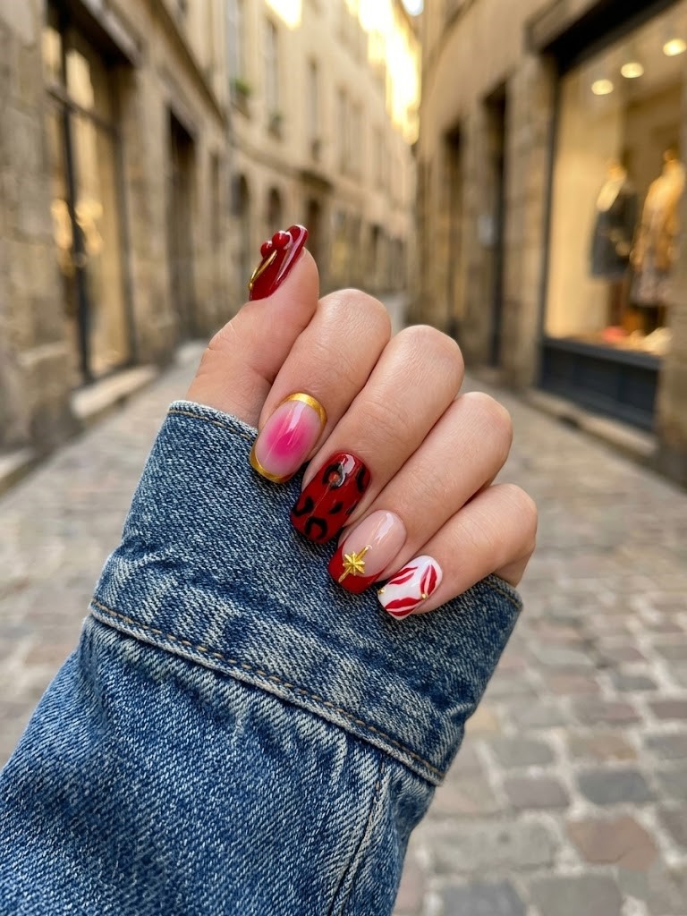 image Press-On Nails "velvet kiss passion " – Forme Carré S Tany Mena