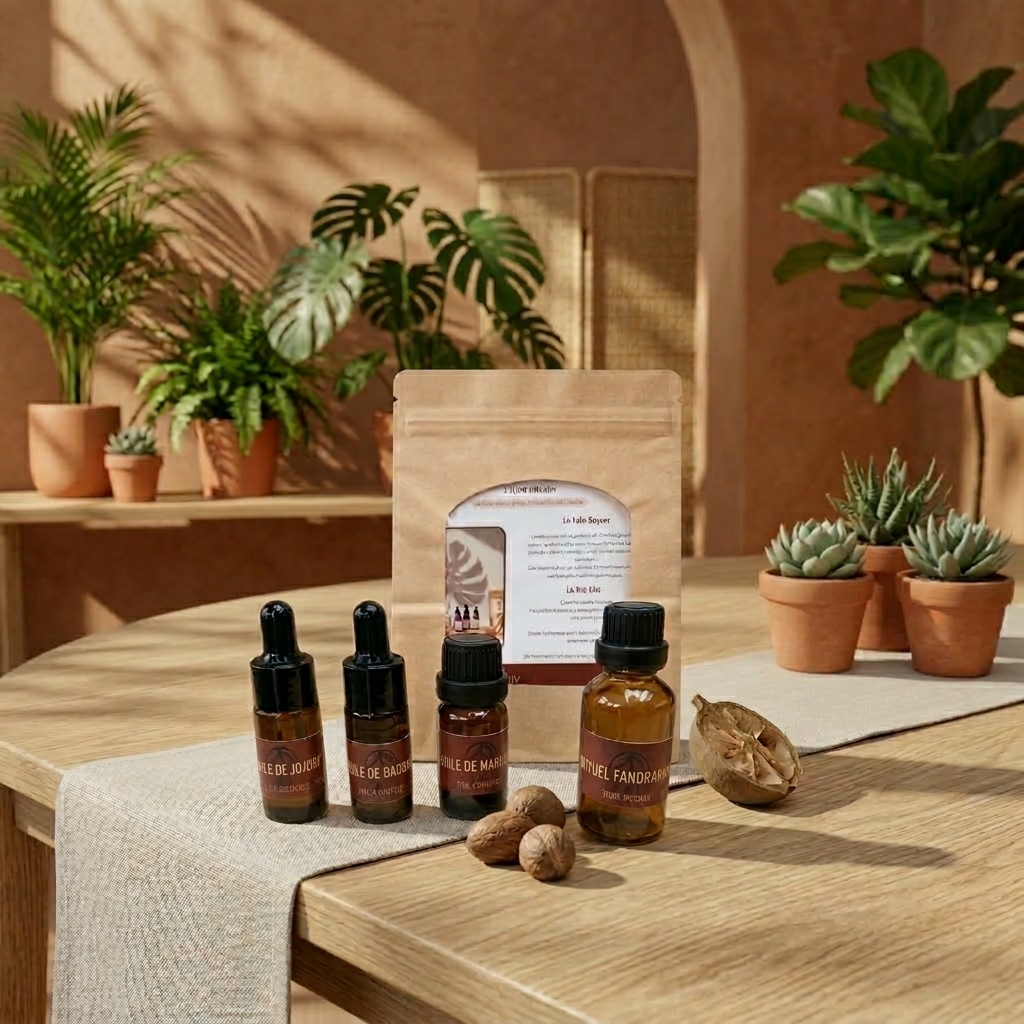 Coffret d'huiles végétales de Jojoba, Marula et Baobab pour création de soins visage sur-mesure